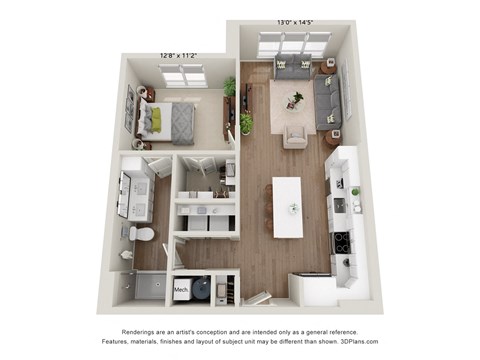 a 1 bedroom floor plan  woodland commons apartments